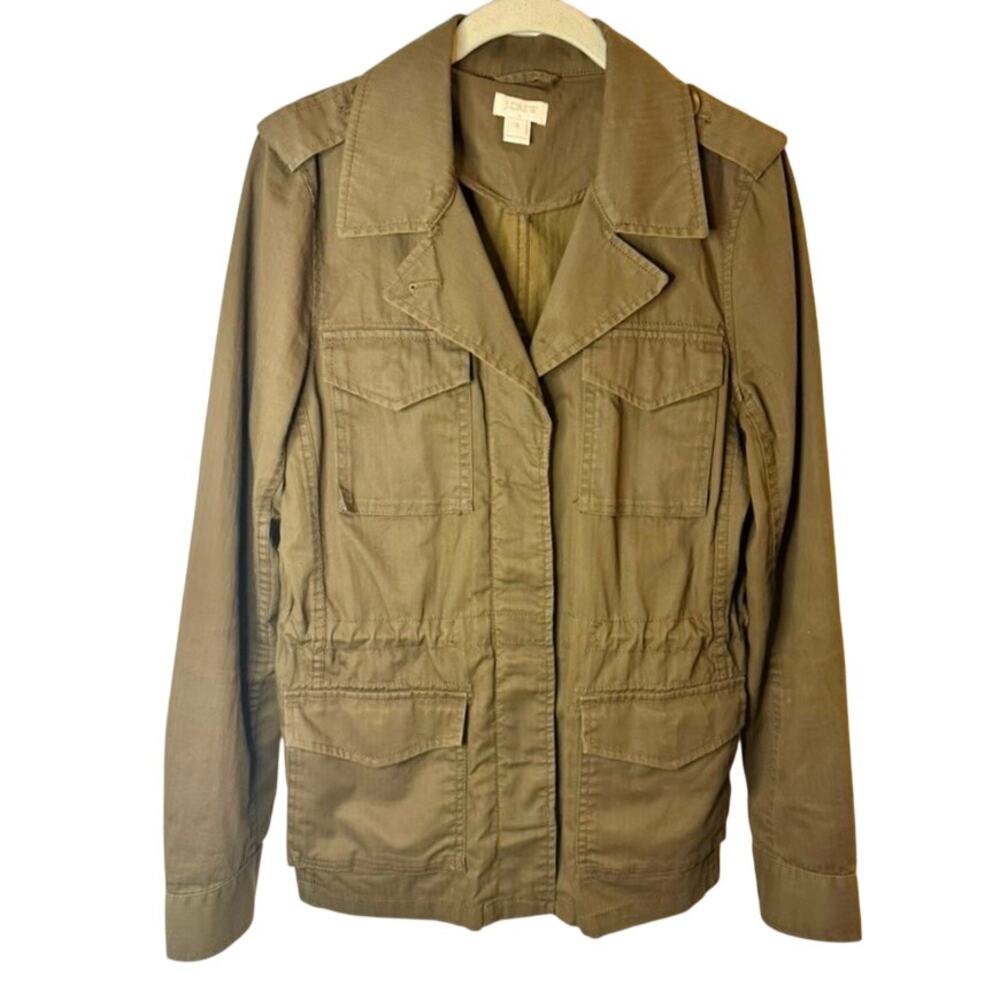 J. Crew Factory Women’s Size Small 100% Cotton Utility Safari Jacket Olive Green